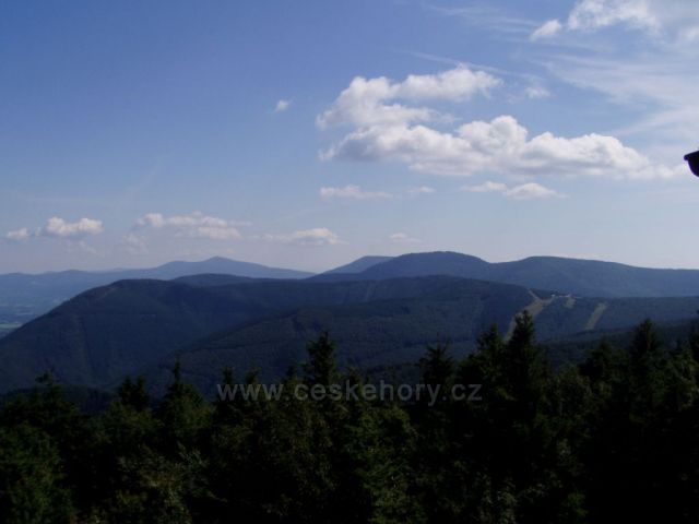 Pohled na tři nejvyší vrcholy Beskyd-Kněhyně,Smrk,Lysá Hora