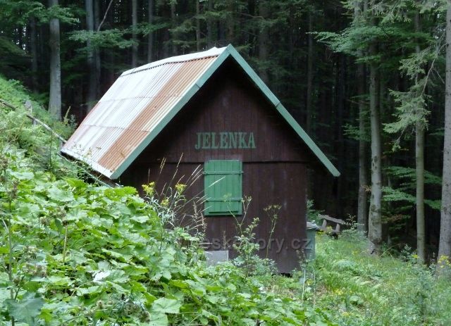 Lovecká chata Jelenka pod cyklostezkou 6208 do Lázní Lipová