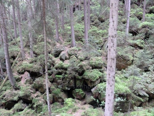 Teplické skály - kamenitý útvar Permoník na dně Anenského údolí