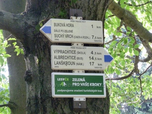 Buková hora - turistický rozcestník "Nad Výprachticemi"