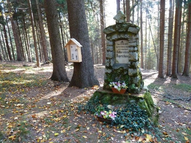 Písařov - pomník obětí blesku Ruprichových v lese nad obcí