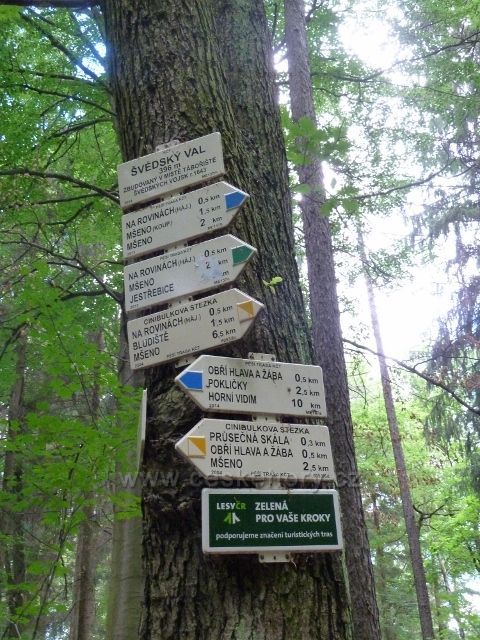 Kokořínsko - turistický rozcestník u Švédského valu