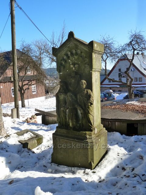 Říčky v O.h. - pomník před kostelem