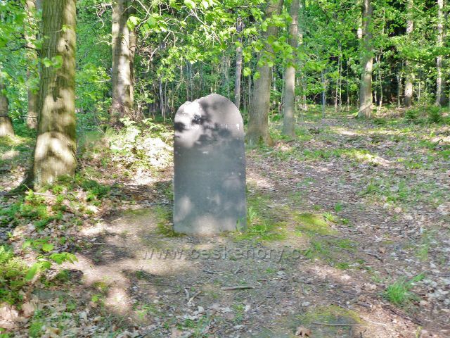 Rozhledna Háj - Jubilejní kámen knížete Johanna II.z Lichtenštejnu na pokraji lesa nad hájovnou Vápenice