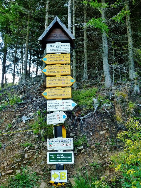 Dolní Morava - turistický rozcestník "Kolotoč(sjezdovka), 850 m.n.m."