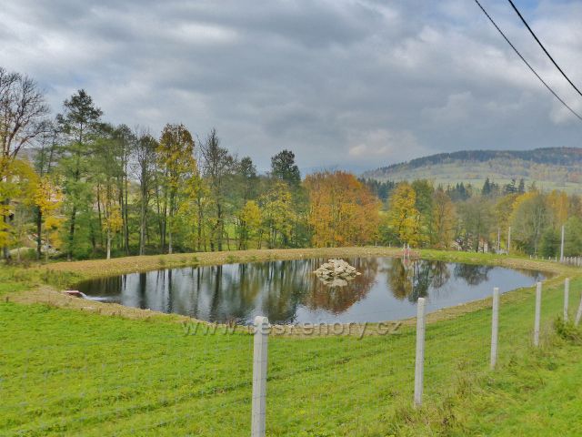 Vysoký Potok - nově vybudovaný rybník v dolní části obce