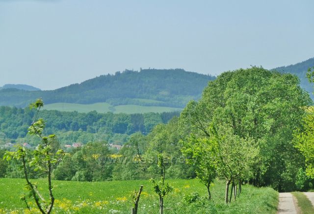 Vikýřovice - pohled na vrch Chocholík (548 m.n.m.) nad Šumperkem