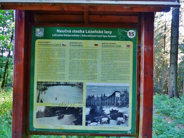 Mariánské Lázně - tabule 15.zastavení NS Lázeňské lesy Zimní sporty v Mariánských Lázních