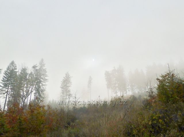Lichkov - po úbočí Vysokého kamene se převaluje mlha