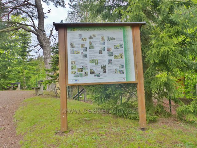 Žampach - panel Arboreta v horním zámeckém parku