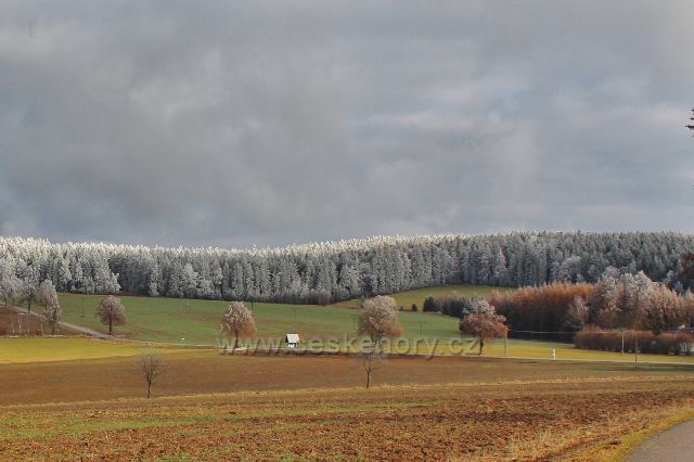 Bubnov - pohled ze Zmrzlíku na ojíněné Žamberské lesy