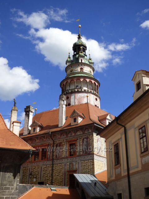 Detail zámecké věže - Český Krumlov